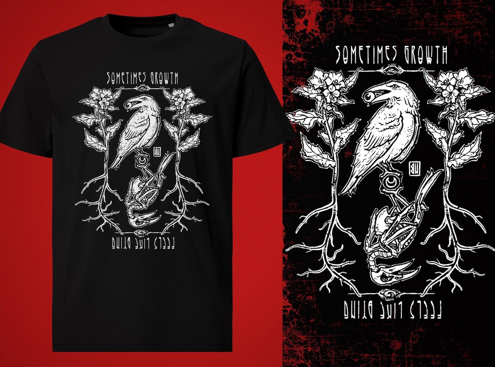 Crow Of Growth T-Shirt (white print) M