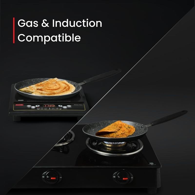 TreegoArt Fashion Non-Stick Dosa Tawa Induction Base Griddle Pan Indian Style Round Griddle Compatible Flat Tawa - 9 Inches Diameter