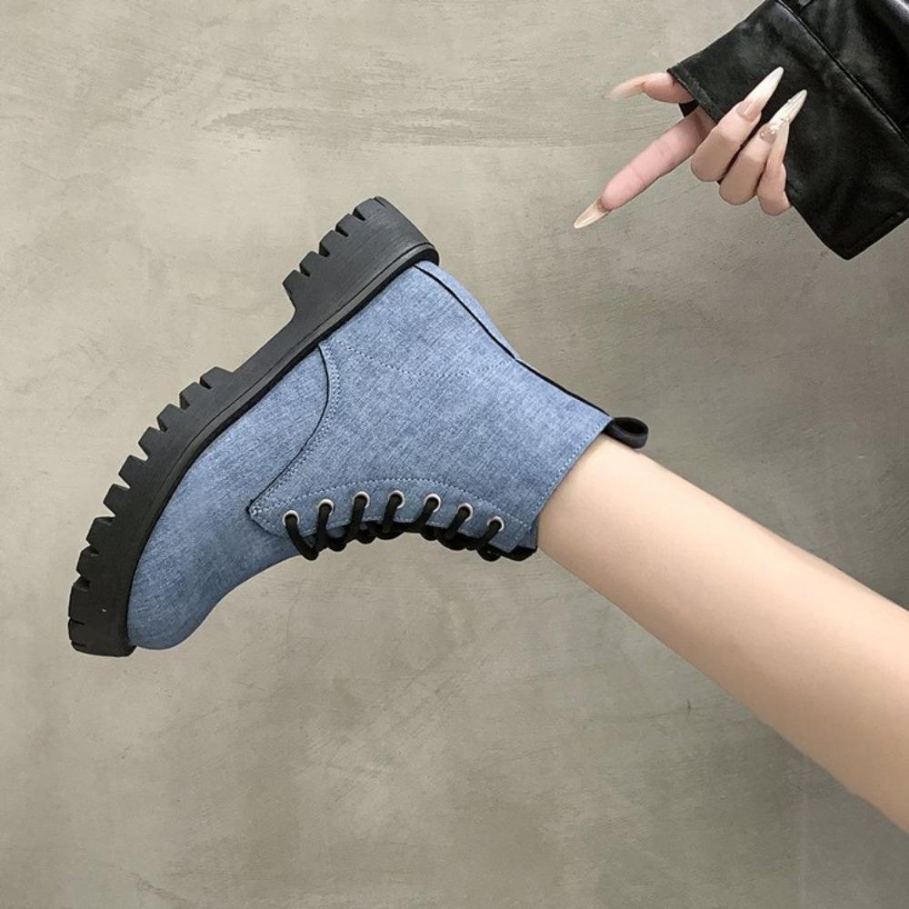 Neue Mode Stiefeletten Biker Schuhe Weiß Punk Stil Kurze Schuhe für Damen Runde Zehenpartie Damen Knöchelstiefel Chunky Mode Stiefel