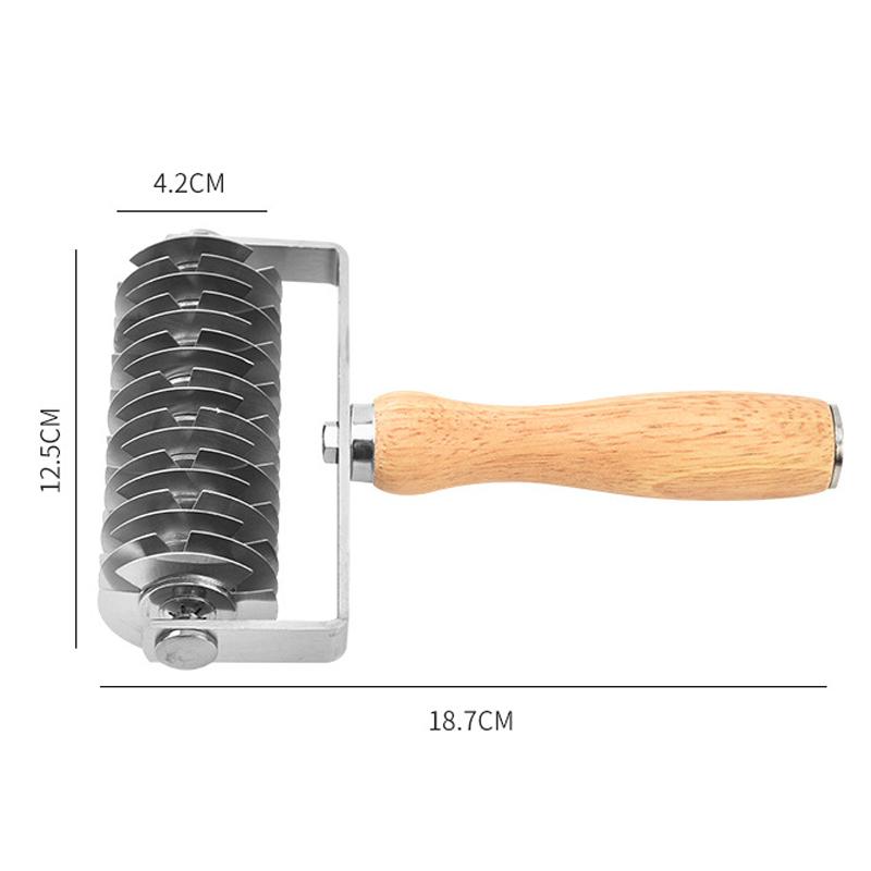

Stainless Steel Dough Roller Cutter Wood Handle Pizza Slicer Pie Cookies Pull Mesh Wheel Knife Pastry Tools Kitchen Accessories