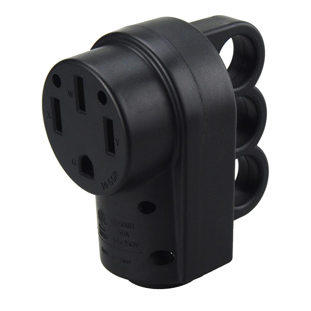 14-50R 50 Amp RV Plug Replacement Female Connector End Gripped Power Adapter 50A