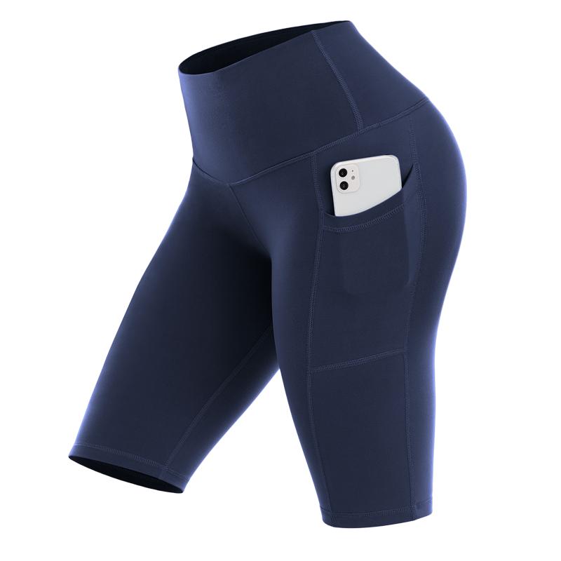 

Жіночі чисті кольорові обтягуючі легінси, штани п’яти довжин із високою талією, літні спортивні шорти для фітнесу XL Темно-синій