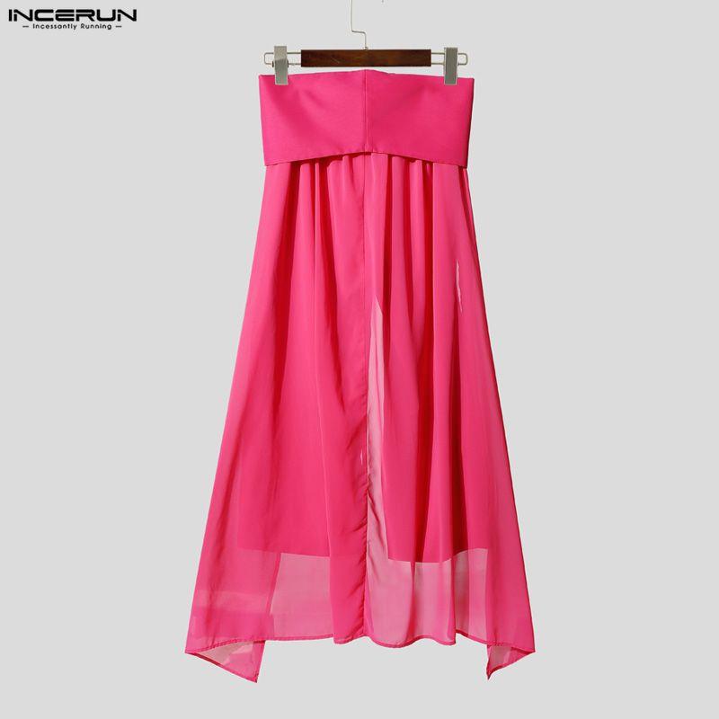 INCERUN Men's Zip-up High Waist Double Layers Mesh Patchwork Casual Long Pants Trousers