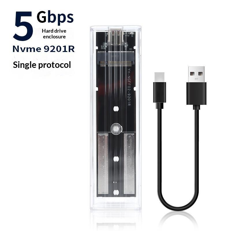 Transparent M2 Ssd Enclosure 10Gbps High Speed Transfer Durable Clear Shell For Laptop Storage Business Trips Office Work