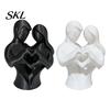 Home Decor Couple Statue 3D Printed Heart Statue, Abstract Minimalist Lovers Embrace Figurine, Romantic Desktop for Living Room Bedroom Office,
