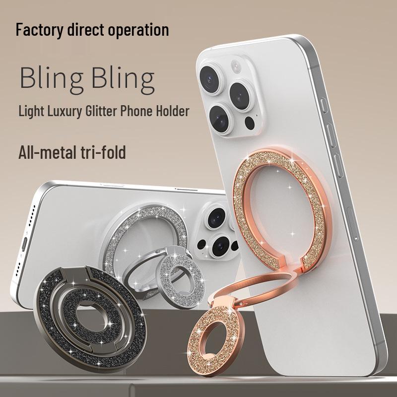 Support de téléphone magnétique double face à paillettes, support de bureau rotatif à 360°