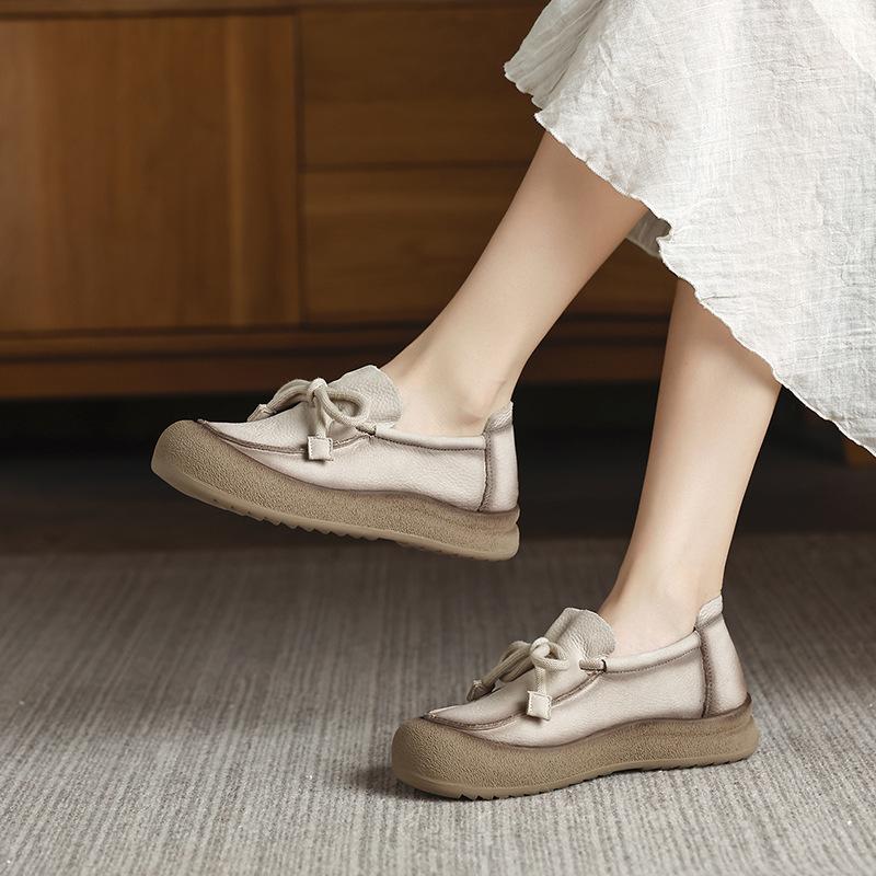 

Модная GKTINOO 2025 Обувь из натуральной кожи Женские балетки Летняя женская однотонная обувь на мягкой подошве Женские слипоны лоферы 40