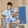Boys Cotton Pajama Set Thin Sleepwear Cartoon Print Comfortable Home Wear Teens