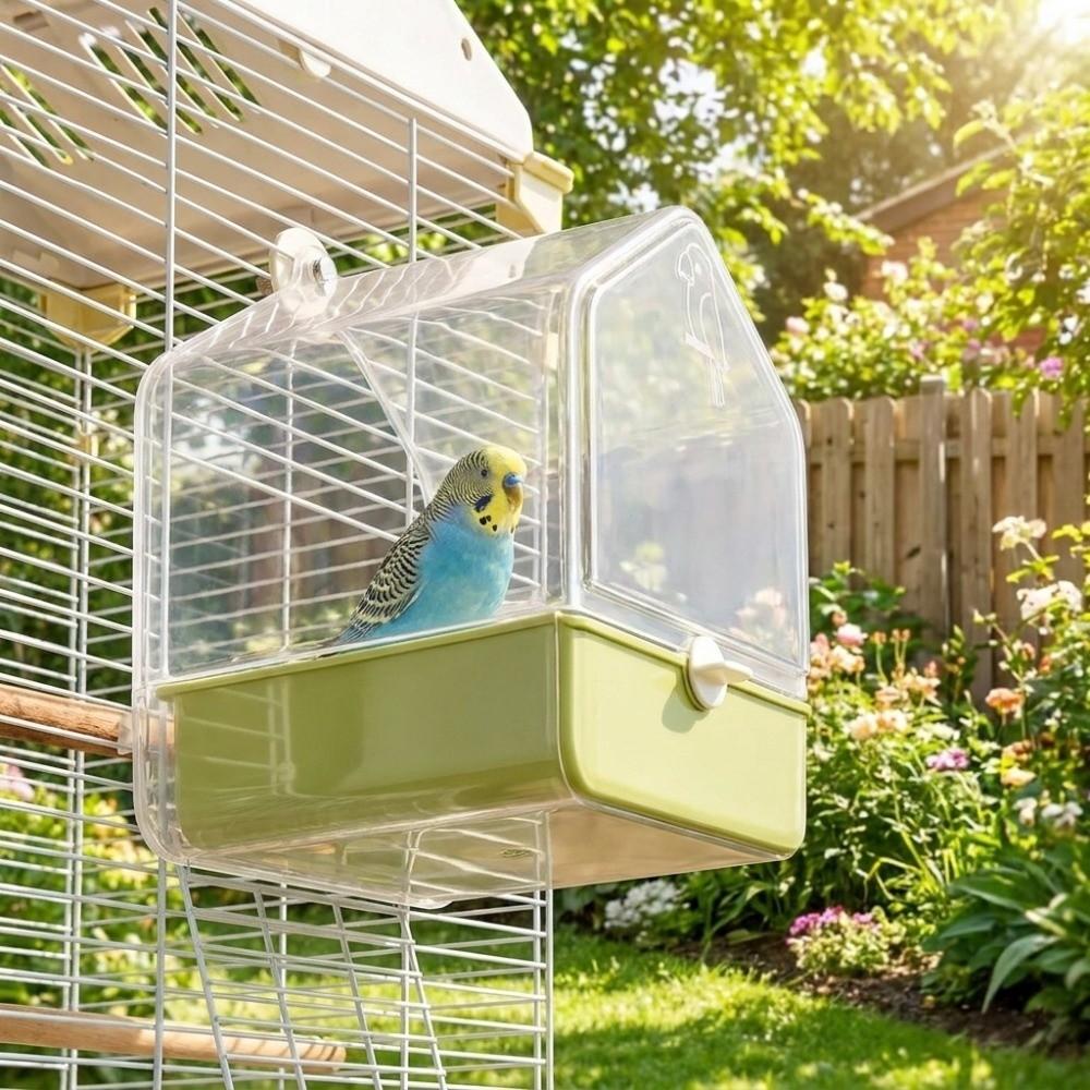 Semi-Enclosed Drawer Design Bird Feeder Large Capacity Parrot Bath Tub Bird Food Box Pet Bird Use