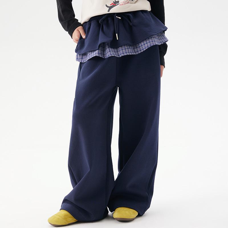 

Girls Knitted Plaid Bubble Skirt Pants - Fall 2025 Trend 120cm темно-синий