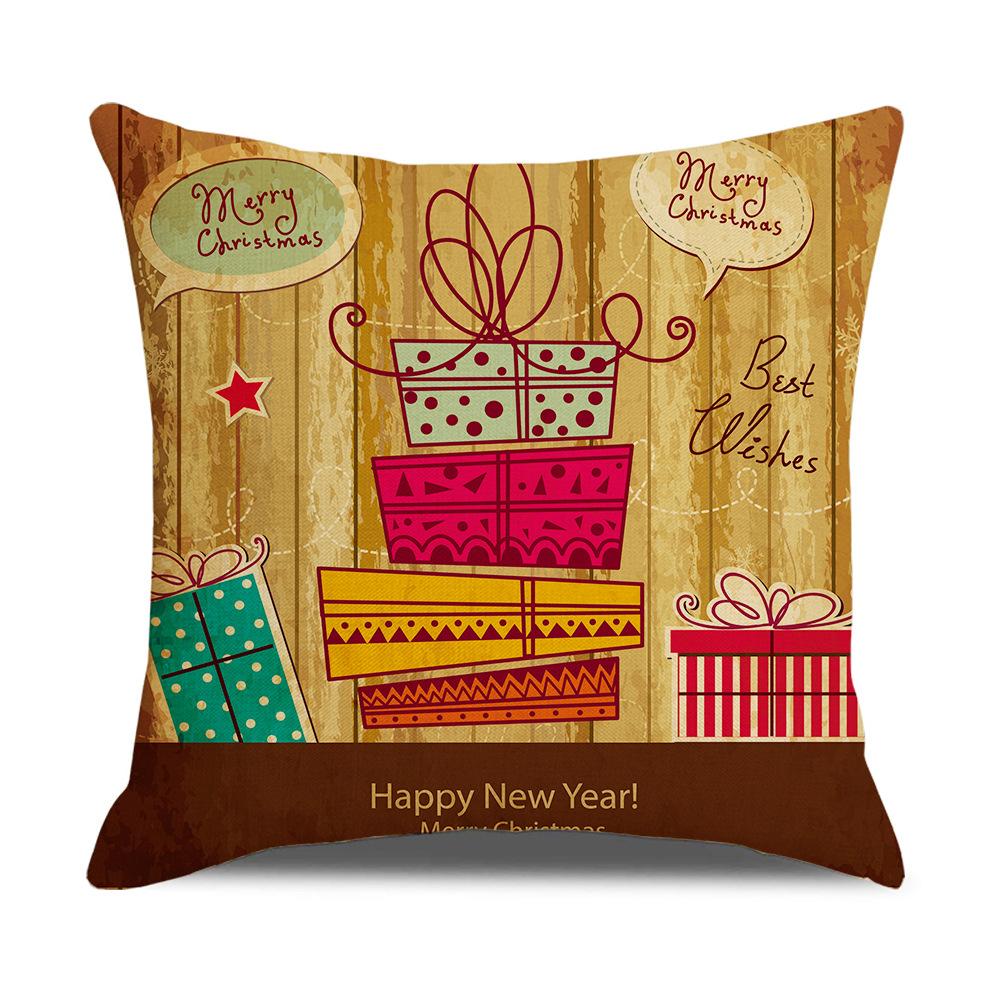 Home Christmas Decorative Pillowcase Bedroom Living Room Sofa Cushion Cover Santa Claus Elk Dwarf Printed