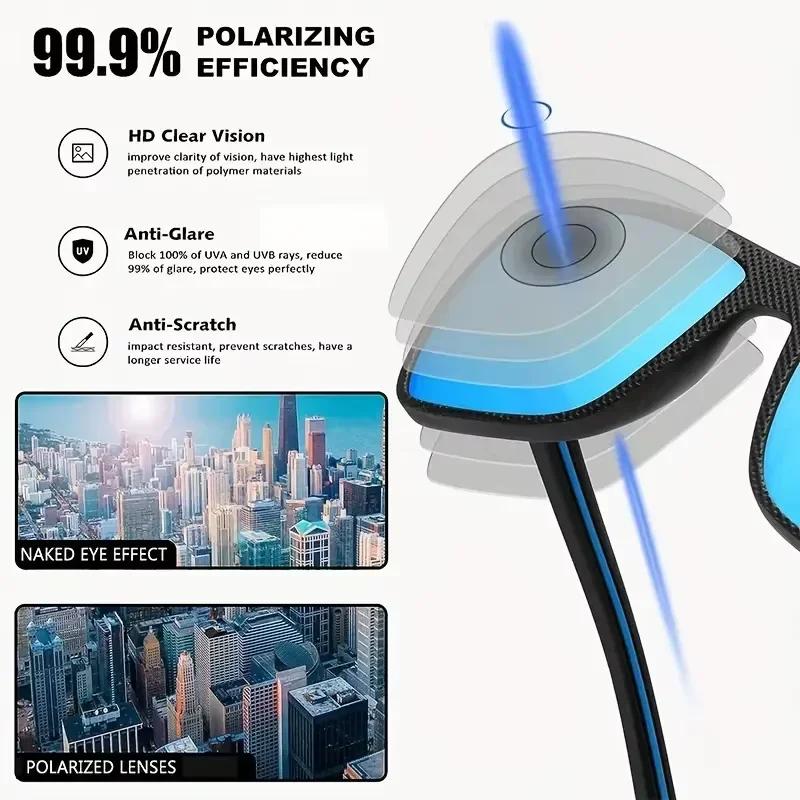 Retro Sunglasses for Men Lightweight TR90 Frame UV400 Protection Square Sun Glasses Night Vision Goggles