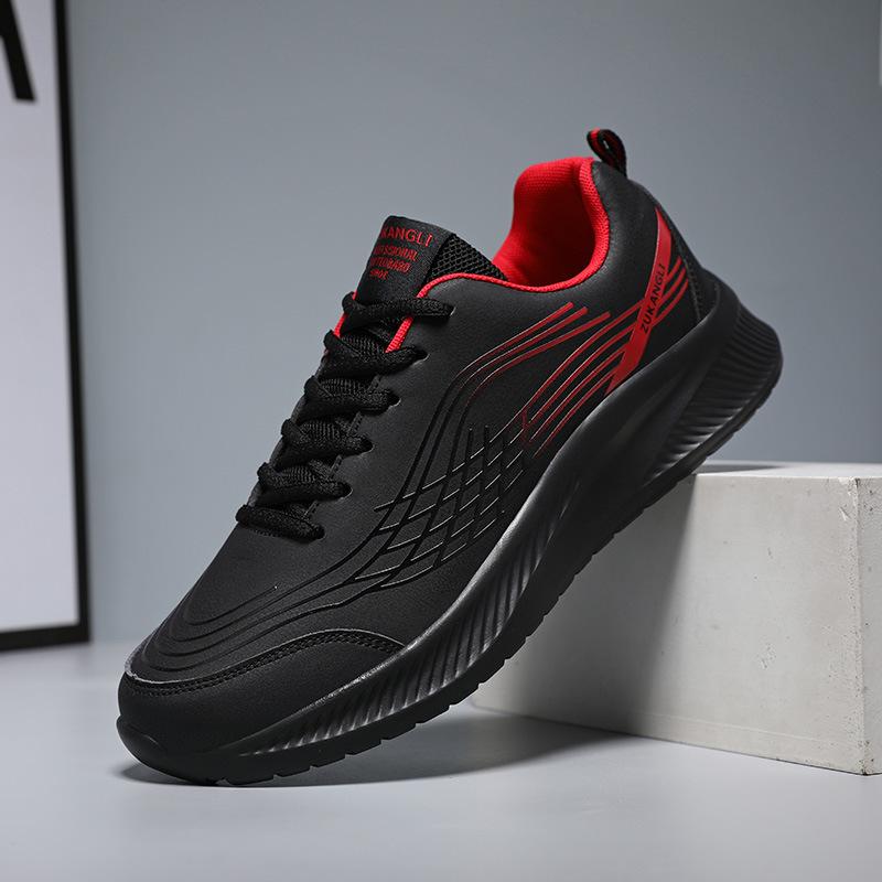 

New men s shoes autumn leather waterproof black casual versatile running shoes men s shock-absorbing lightweight sports shoes 45