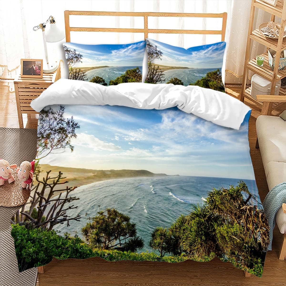 

3D Printed Elephant Duvet Cover Queen King Size Elephant Snow Mountain Pattern Bedding Natural Green Grassland 3 Piece Set EU Single(135x200cm)