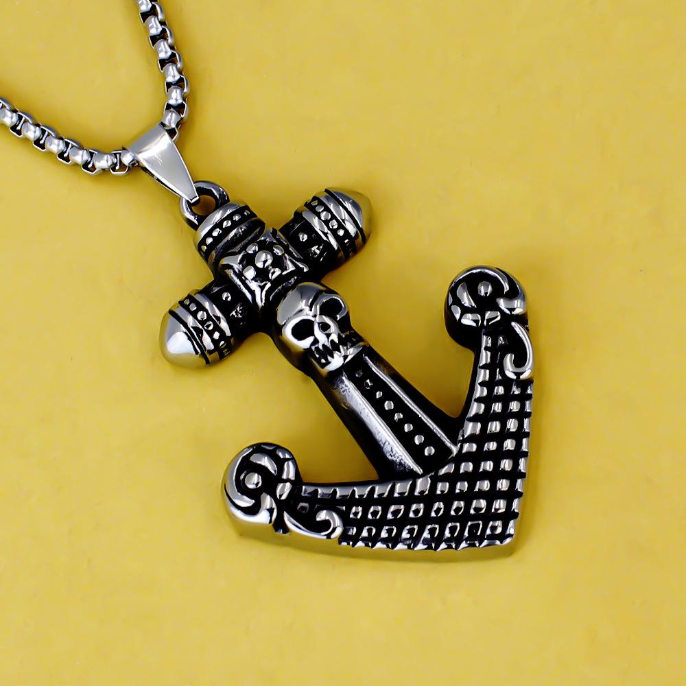 Antique Titanium Steel Viking Cross Necklace For Men Fade Resistant Pendant Jewelry