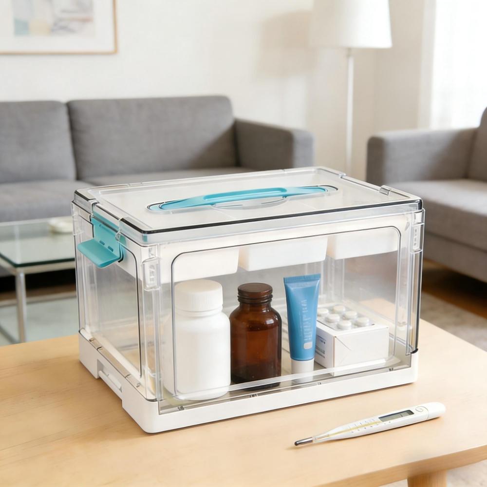 Transparent Plastic Craft Storage Box with Partition Large Capacity Household Goods Storage Box Toy Book Home Storage Box