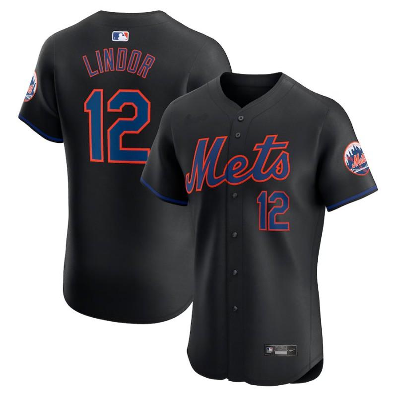 New York Mets Baseball Jersey Lindor 12 Embroidered Sportswear Unisex V-Neck Nylon Performance Tee
