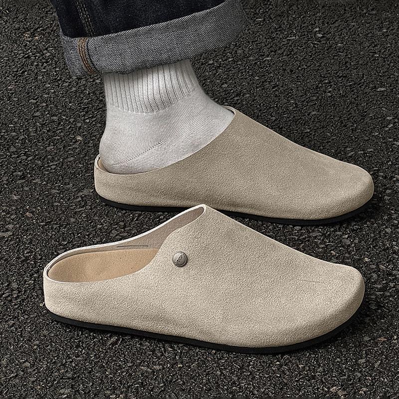 Boken bag head half slippers men's new outer wear retro fashion versatile thick bottom 85167 yellow-J