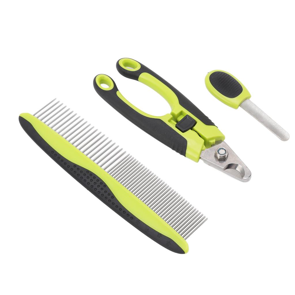 Haustierpflege-Set Edelstahl Ergonomischer Haustierkamm Hunde-Nagelknipser und Trimmer-Set mit Feile für Katzen Hunde
