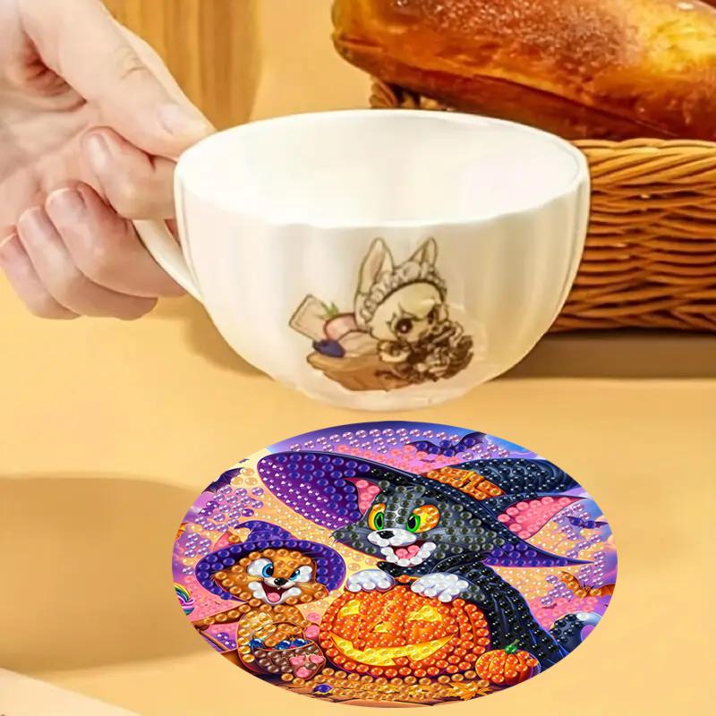 8 Pieces/set Disney Mickey and Minnie Series Diamond Painted Coasters DIY Diamond Art Coasters 5D Full Diamond Diamond Coasters