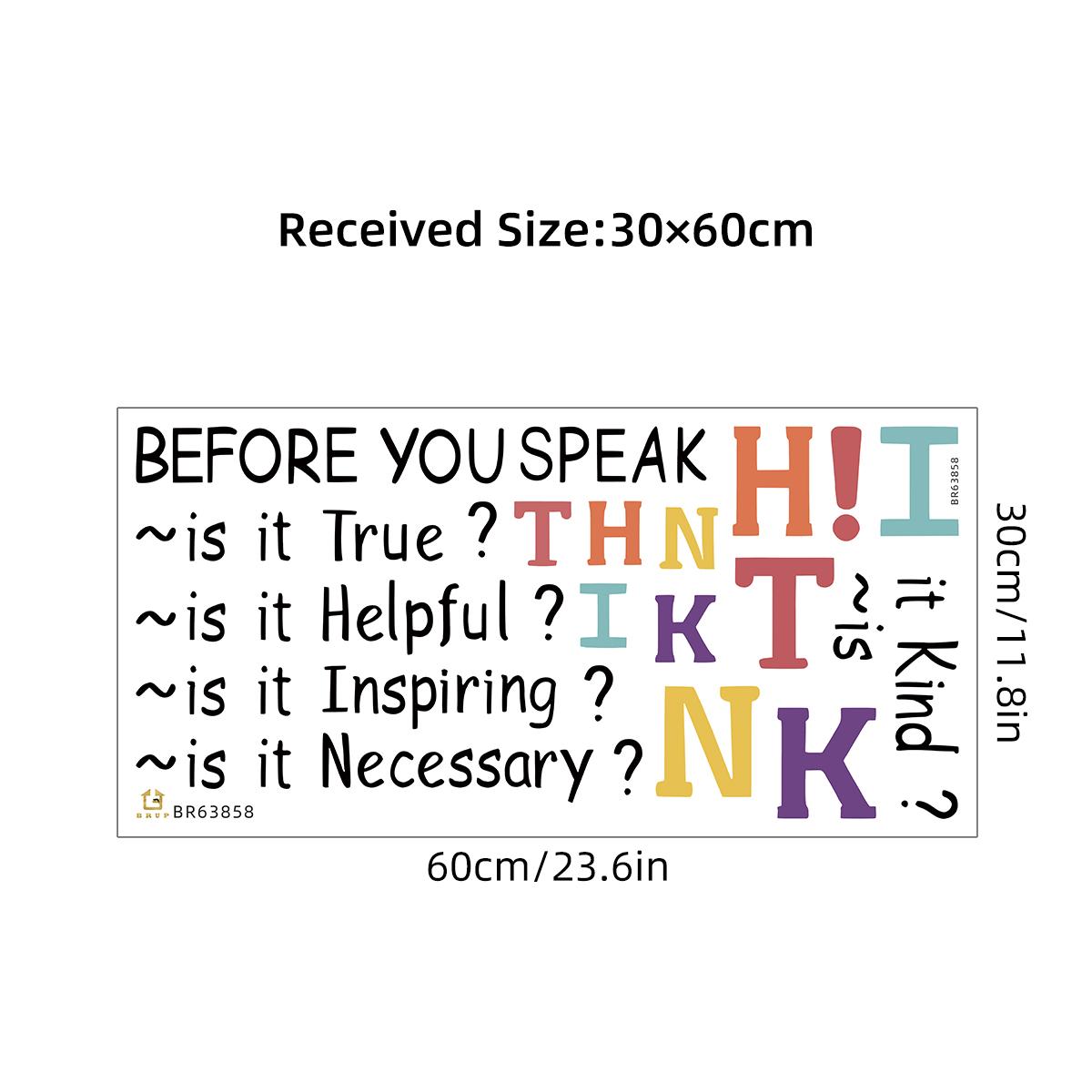 English Think Before Speaking sign Language Wall Stickers for Bedroom Living Room Nursery Decoration Wall Decals