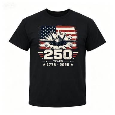 Vintage Usa Flag Jet Fighter 250 Years 17762026 Patriotic Graphic Cotton Short Sleeve Tshirt