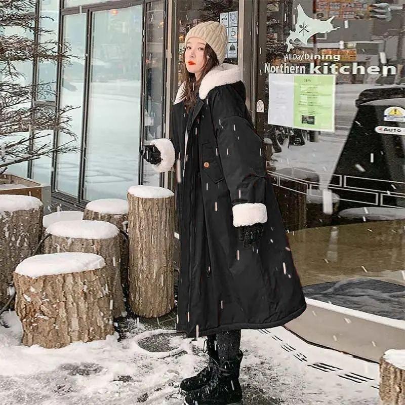 Cappotto Ispessito in Lana d'Agnello Imbottito in Cotone Femminile Inverno Versione Coreana Ampio Lunghezza Media Cappotto Imbottito in Cotone Torta Superare Cappotto Imbottito in Cotone Cappotto