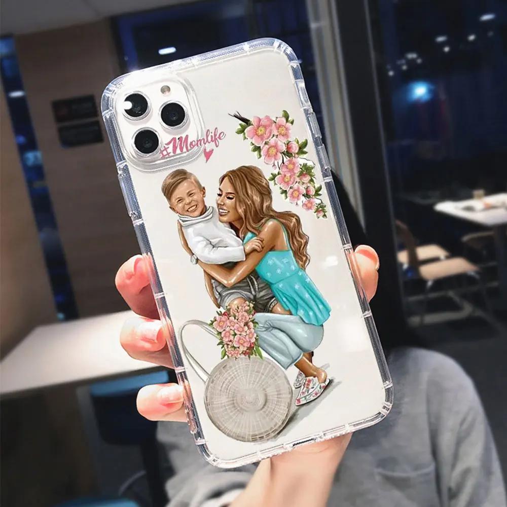 

Прозрачный чехол для телефона для IPhone 15 14 13 12 11 Pro Max XS MAX XR X Mini 7 8 14Plus SE2 Супер Мама Девочка Папа Сын Ребенок Королева Чехол Funda iPhone 13Pro