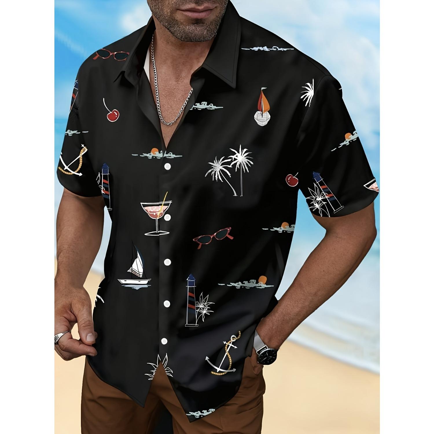 

Мужская модная пляжная рубашка с коротким рукавом 5XL