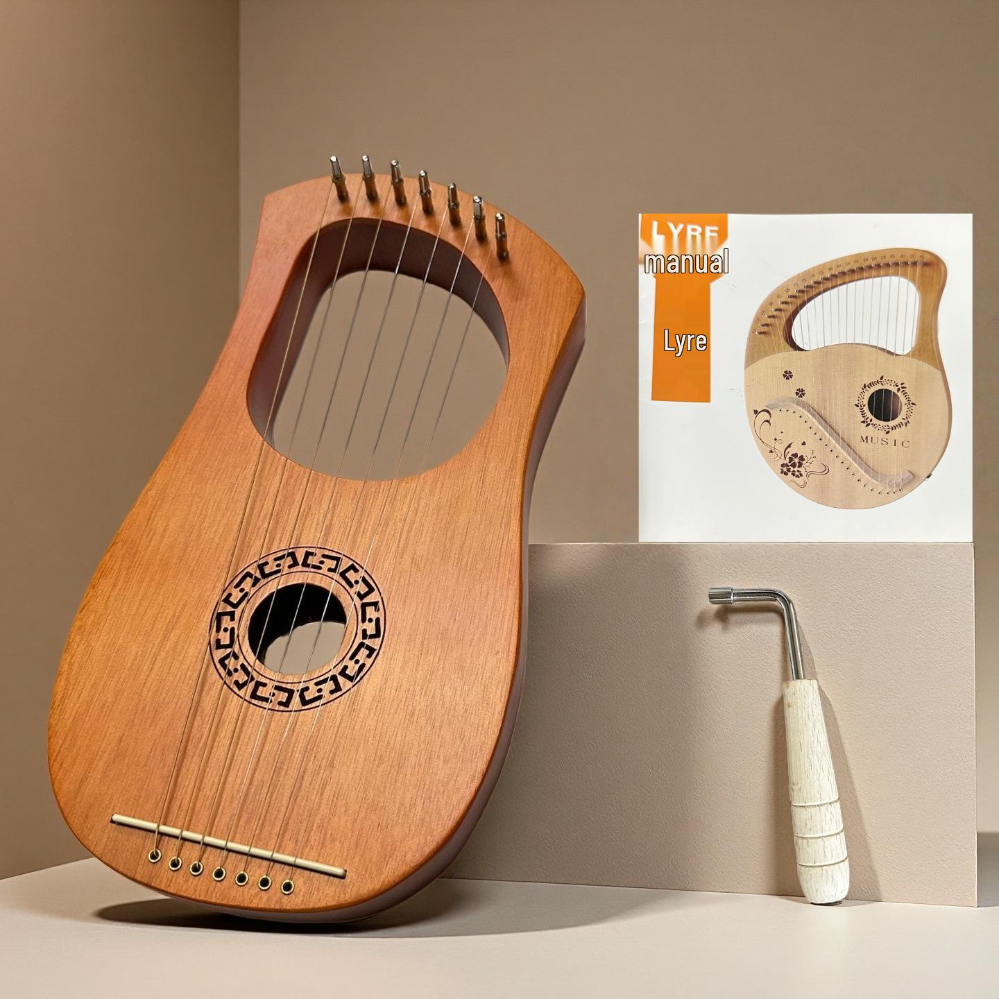 

7-String Beginner Lyre Harp - Portable, Small Koto Instrument