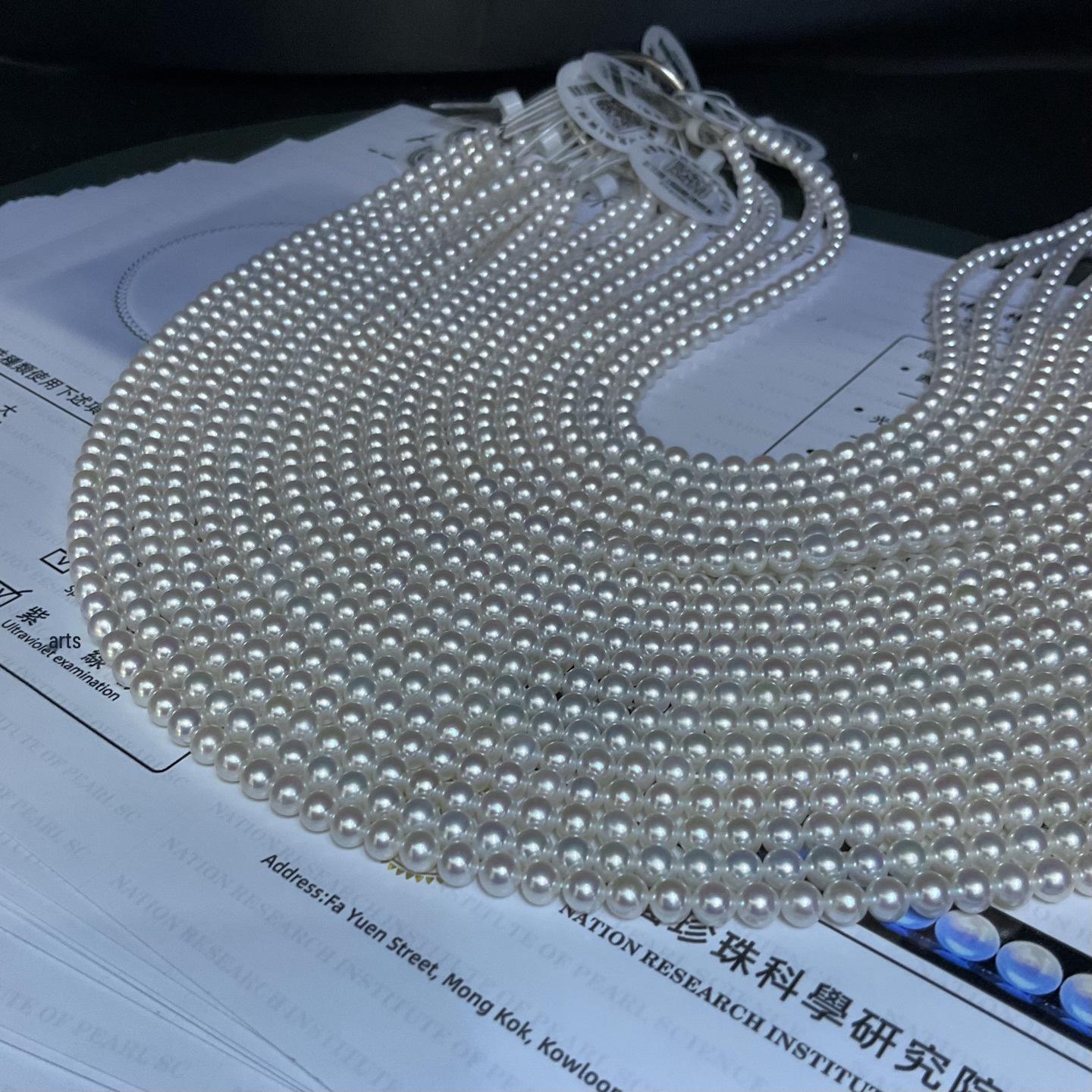 4-5mm Freshwater Pearl Necklace with Round, Flawless, Smooth, Lustrous Pearls and S925 Silver Clasp, Includes Hong Kong Certificate. 4-5mm