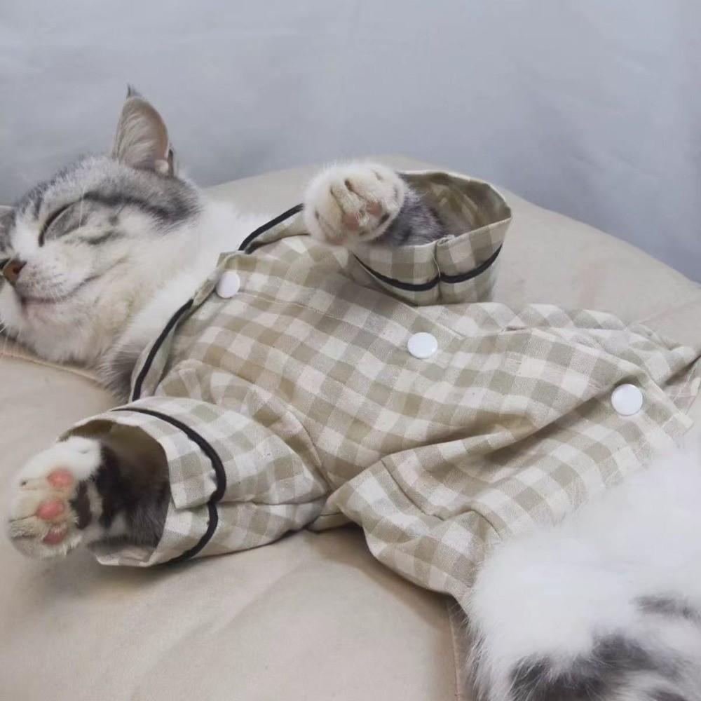 Pet Decoration Comfortable Ins Plaid Shirts Pet Clothing Elegant Cute Dogs Pajamas Fashion Costume Cat Dog Clothes Proposal