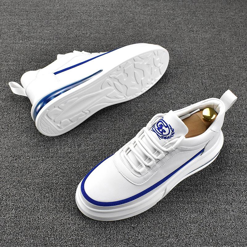 Korean style men fashion white shoes genuine leather flats shoe comfort air cushion sneakers street platform footwear chaussure