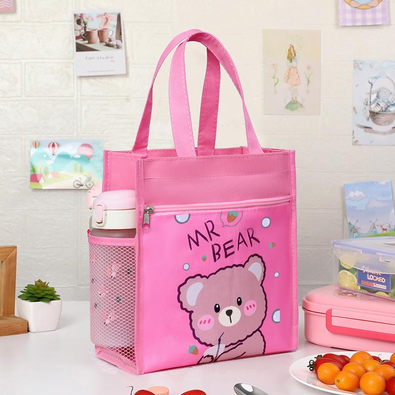 Childrens Cartoon Canvas Lunch Bag With Waterproof Handle For School And Travel