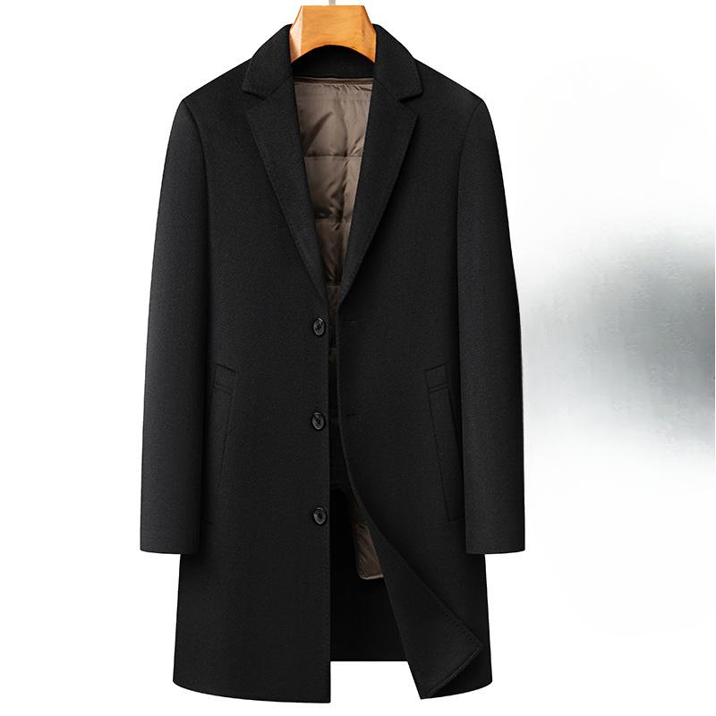 

Осенне-зимний пиджак средней и длинной длины с воротником для делового костюма, с белой подкладкой из гусиного пуха, двусторонний твидовый пиджак 4XL чёрный