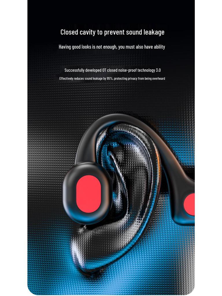 New 5.3 Bone Conduction Wireless Bluetooth Sports Earphones - Non-In-Ear, Anti-Drop, Ideal for Running
