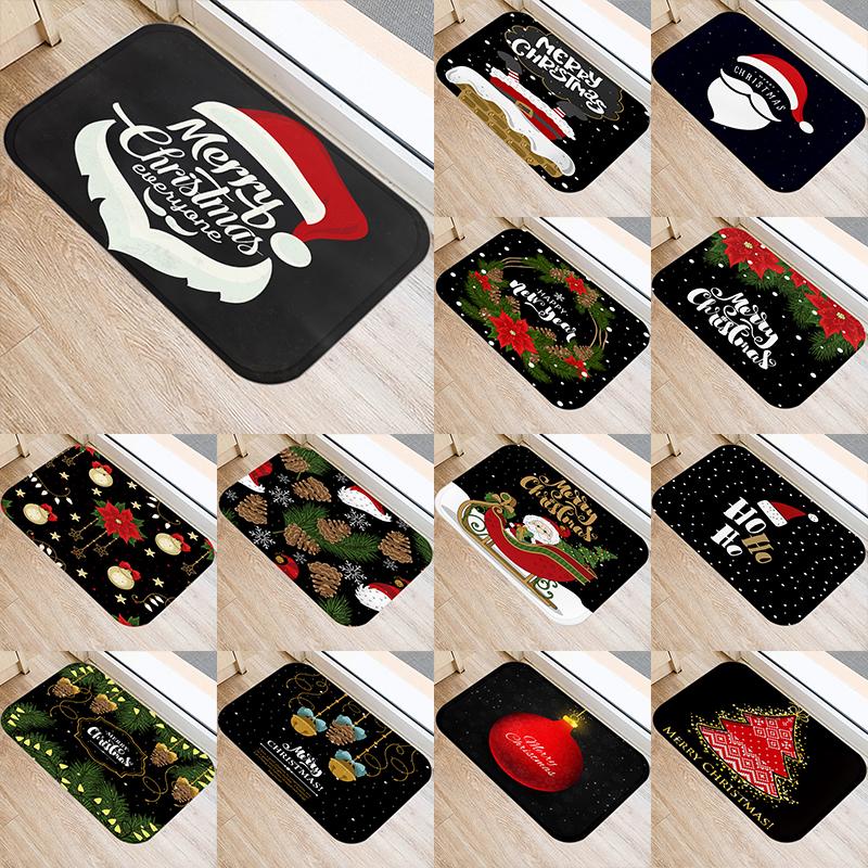 

Santa Claus Tree Pattern 40*60 Kitchen Entrance Door Mat Coral Velvet Carpet Doormat Indoor Floor Mats Anti-Slip Rug 48089