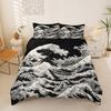 Japanese Wave Bedding Sets,Mount Fuji Sun Painting Duvet Set 2Pcs for Kids Girls Boys Teens Room Decor,Polyester Comforter Cover