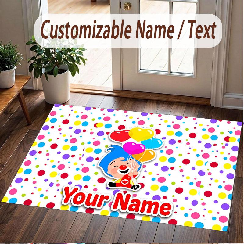 Custom Name Text Crystal Velvet Rug,El Payaso Plim Plim Soft Plush Decorative Non Slip Floor Carpet