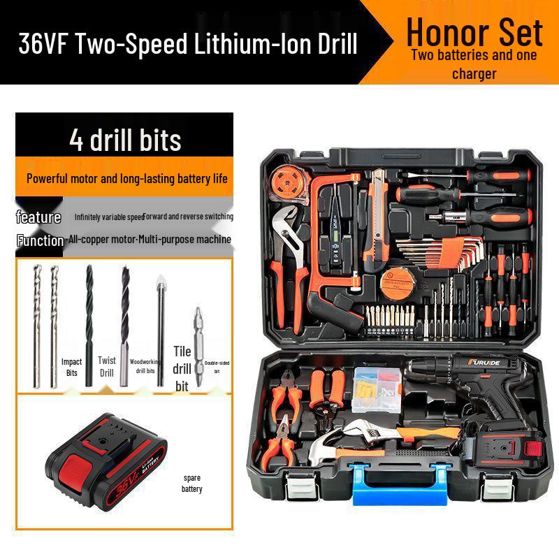 Electric Drill & Multi-Tool Set for Household and Woodworking Repairs.