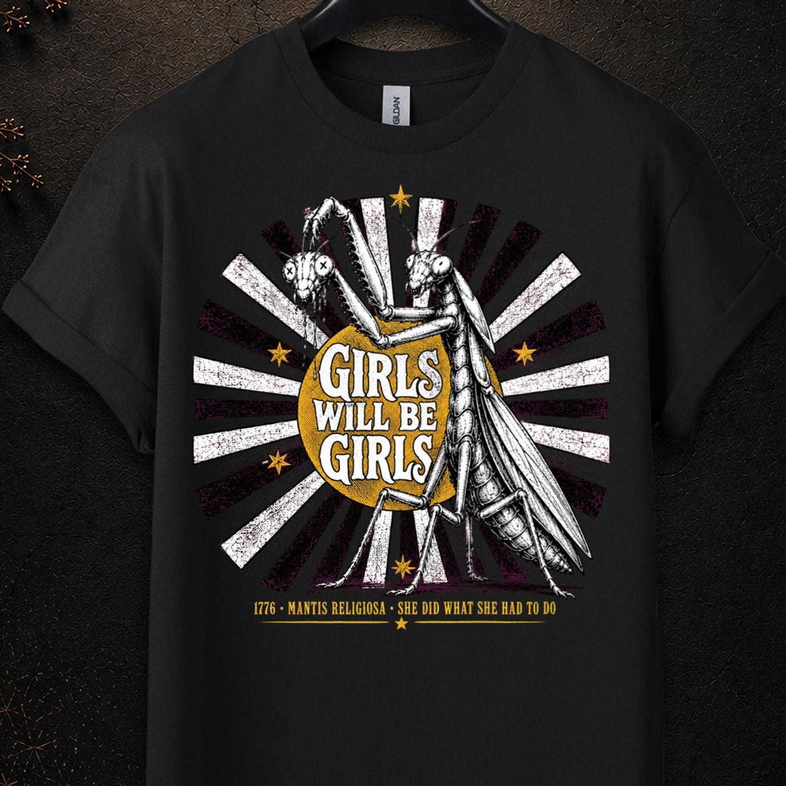 Girls Will Be Girls T-Shirt, Praying Mantis T Shirt, Girls Will Be Girls Praying Mantis Shirt, Girl Dinner, Adult Humor Shirt, Feminist Gift L