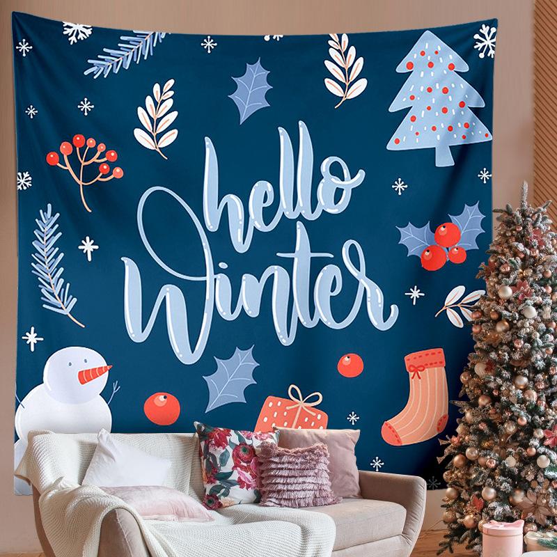 Home Decoration New Year's Eve Party Christmas Print Tapestry Background Suitable for Wall Decor Backdrop Fabric Tapiz Navideño