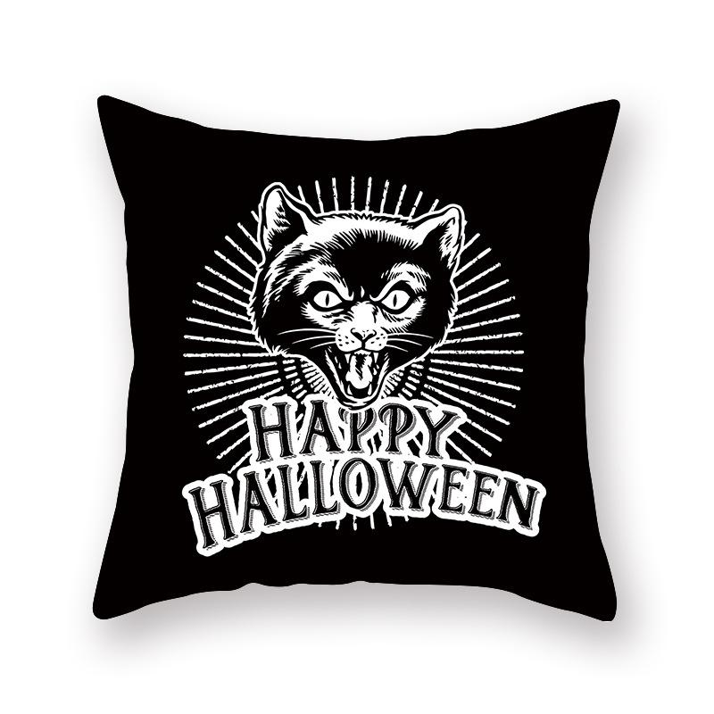 Halloween Pillow Cover Cartoon Skull New Short Velvet Cushion Cover Sofa Cushion