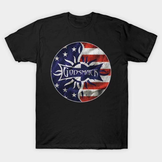 

Men Black Print T-shirt Godsmack No-Cut Transfer Paper Print Cotton Tshirt L чорний