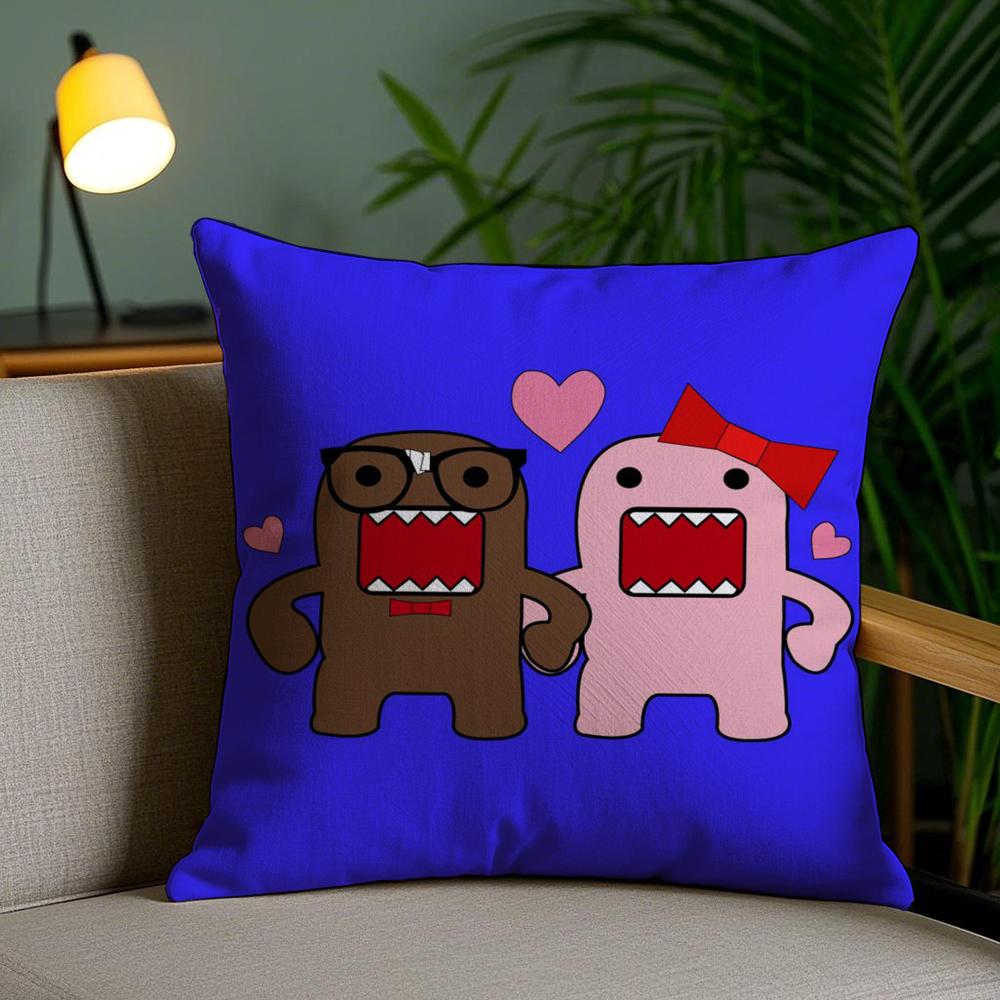 Cartoon Funny Domo-Kun Cushion Cover Soft Short Plush Double-Sided Printing Home Decor Machine Washable Pillow Case Gift