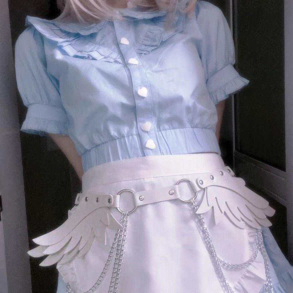 Spicy Girl Wing Rivet Belt PU Leather Punk Waistband Cool Y2K Belt Female