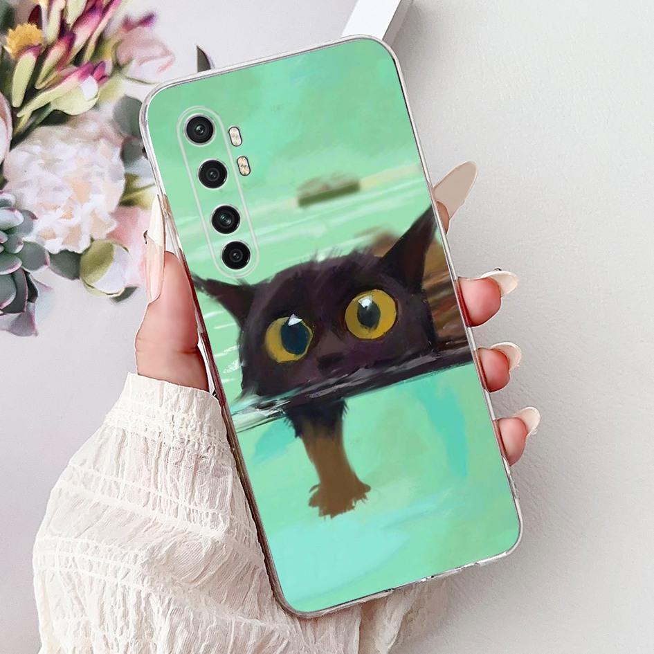 Case For Xiaomi Mi Note 10 Lite Back Cover Clear Silicone Funda Marble Cat Cartoon Coque For Xiaomi Note 10 Mi Note10 Pro Covers