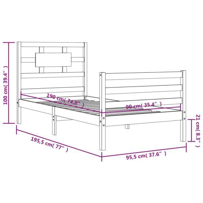 VidaXL Bed Frame with Headboard White Simple Solid Wood 3194407
