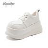 Fashion Thick-Soled Women's Shoes 2025 New Lace Up Lolita Shoes Black Beige Chunky Platform Leather Pumps Size34 39 Street Style Flats