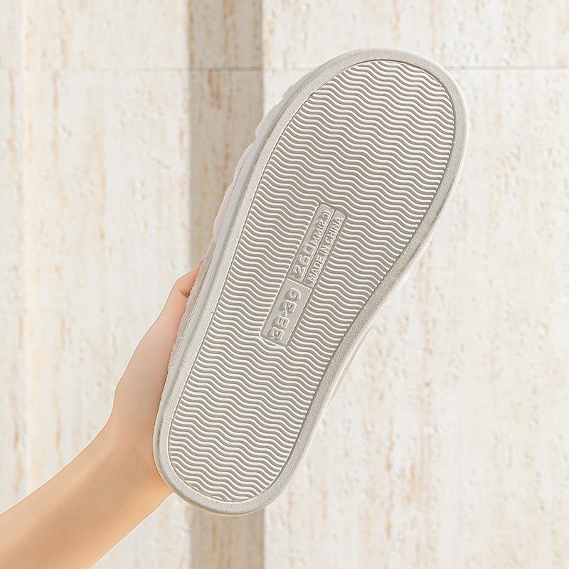 Warm cotton slippers autumn and winter casual velvet couple indoor home hair slippers cotton mop